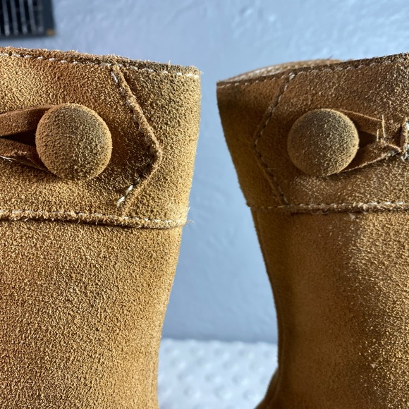 Vintage Yellow Box Womens Suede Dime Boots Wedge Heel Mid-Calf - Picture 7 of 16